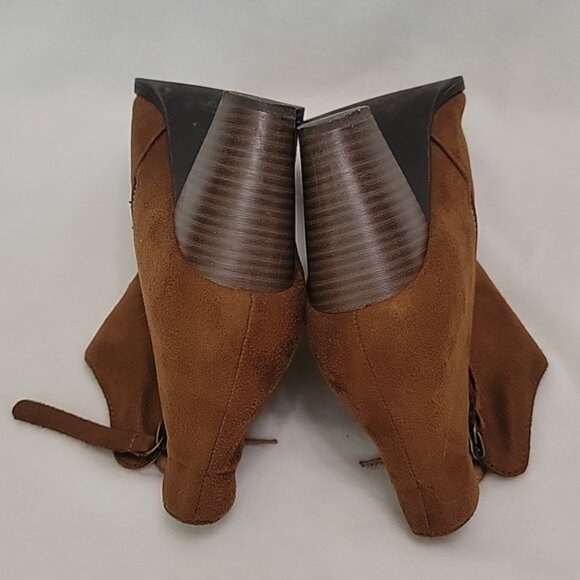 JustFab Brown Ankle Boots Size 8.5 Double Zipper - Picture 8 of 9